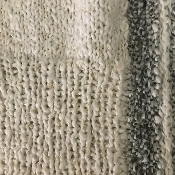 Handmade crocheted sweater; medium-small; one of a kind; off white, silver - Picture 4 of 4